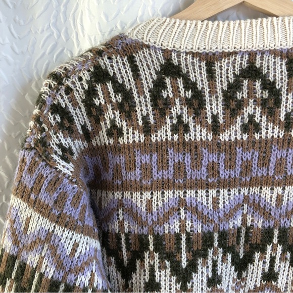 Anthropologie Fabiana Alpaca Wool Blend Fair Isle Knit Cropped Length Sweater - Picture 8 of 14